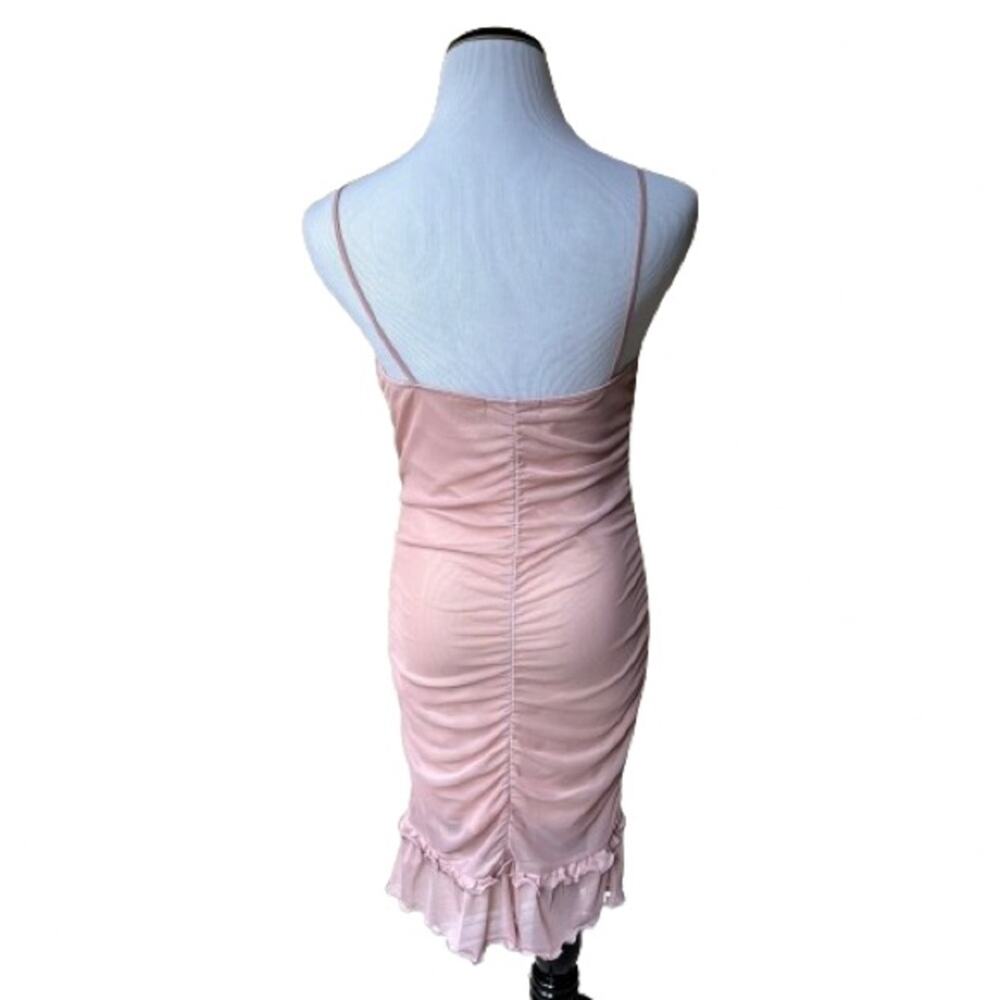 NWT Liz & Sara Junior’s Pink Ruched Ruffle Spaghetti Strap Bodycon Dress. Size L - Picture 6 of 8